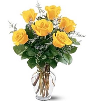 Half Dozen Yellow Roses In A Vase - $54.99