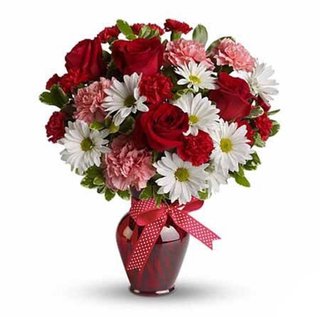 Roses, Daisies, & Carnations Arranged In A Vase - $59.99